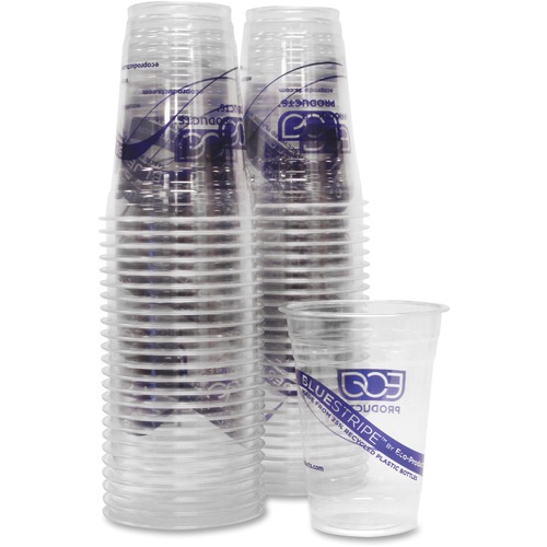 Eco-Products BlueStripe Cold Cups - 50 - 500 / Carton - Clear - Cold Drink - Recycled