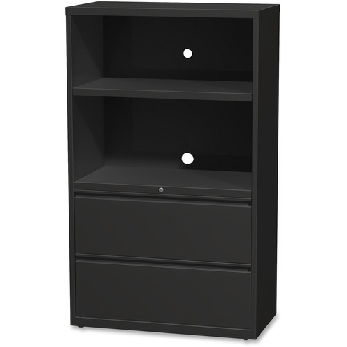 Hirsh FF Lateral File Combo Unit - 2-Drawer - 36" Width x 18.6" Depth x 60" Height - 2 x Drawer(s) for File - Letter, Legal, A4 - Lateral - Lockable, Ball-bearing Suspension, Cable Management, Removable Lock, Hanging Rail, Leveling Glide - Black - Baked E