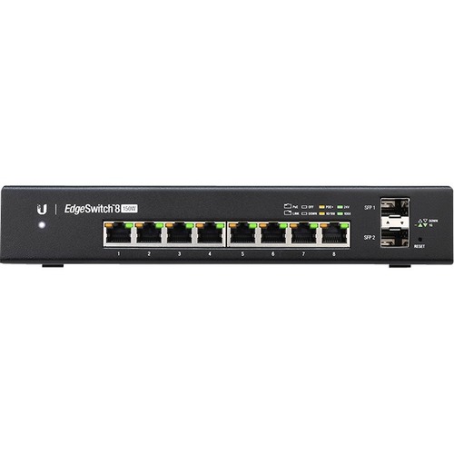 Ubiquiti Managed PoE+ Gigabit Switch with SFP - 8 Ports - Manageable - Gigabit Ethernet - 10/100/1000Base-TX, 1000Base-X - 2 Layer Supported - Modular - 2 SFP Slots - Twisted Pair, Optical Fiber - Standalone, Desktop, Wall Mountable