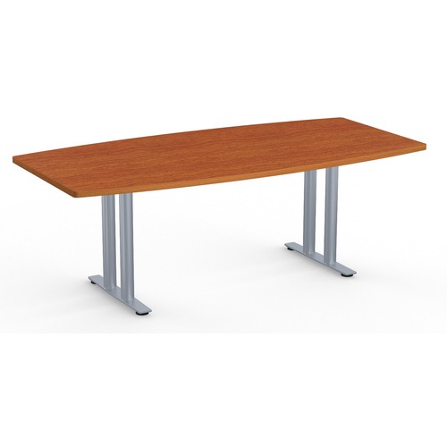 Special-T Sienna 2TL Conference Table - Wild Cherry Boat, Laminated Top - Silver T-shaped, Powder Coated Base - 2 Legs x 84" Table Top Width x 42" Table Top Depth x 1.25" Table Top Thickness - Assembly Required - Particleboard Top Material - 1 Each