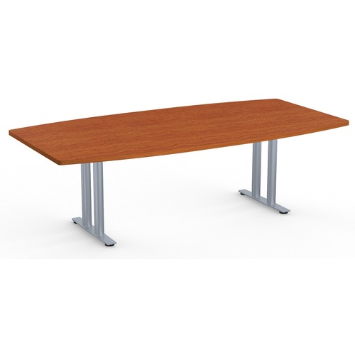 Special-T Sienna 2TL Conference Table - Wild Cherry Boat, Laminated Top - Silver T-shaped, Powder Coated Base - 2 Legs x 96" Table Top Width x 48" Table Top Depth x 1.25" Table Top Thickness - Assembly Required - Particleboard Top Material - 1 Each