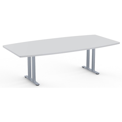 Special-T Sienna 2TL Conference Table - Faison Gray Boat, Laminated Top - Silver T-shaped, Powder Coated Base - 2 Legs x 96" Table Top Width x 48" Table Top Depth x 1.25" Table Top Thickness - Assembly Required - Particleboard Top Material - 1 Each