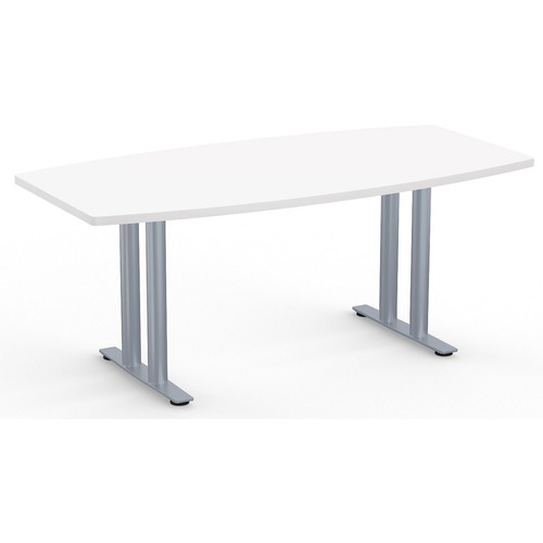 Special-T Sienna 2TL Conference Table - Designer White Boat, Laminated Top - Silver T-shaped, Powder Coated Base - 2 Legs x 72" Table Top Width x 36" Table Top Depth x 1.25" Table Top Thickness - Assembly Required - Particleboard Top Material - 1 Each