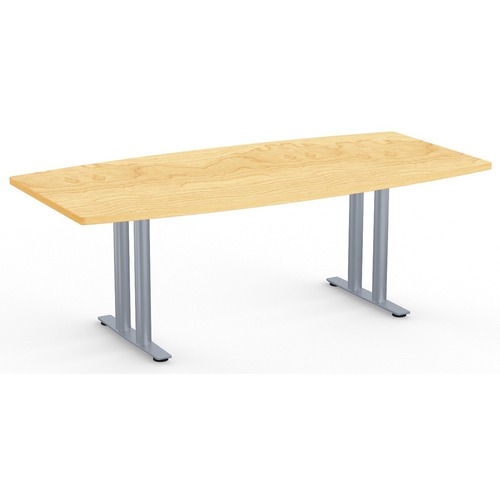 Special-T Sienna 2TL Conference Table - For - Table TopLaminated Boat, Kensington Maple Top - Powder Coated T-shaped, Silver Base - 2 Legs x 84" Table Top Width x 42" Table Top Depth x 1.25" Table Top Thickness - Assembly Required - Particleboard Top Mate