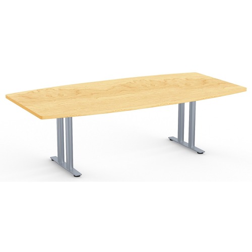 Special-T Sienna 2TL Conference Table - Kensington Maple Boat, Laminated Top - Silver T-shaped, Powder Coated Base - 2 Legs x 96" Table Top Width x 48" Table Top Depth x 1.25" Table Top Thickness - Assembly Required - Particleboard Top Material - 1 Each