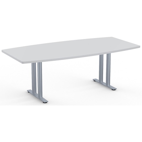 Special-T Sienna 2TL Conference Table - For - Table TopLaminated Boat, Fashion Gray Top - Powder Coated T-shaped, Silver Base - 2 Legs x 84" Table Top Width x 42" Table Top Depth x 1.25" Table Top Thickness - Assembly Required - Particleboard Top Material
