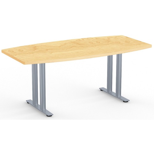 Special-T Sienna 2TL Conference Table - Kensington Maple Boat, Laminated Top - Silver T-shaped, Powder Coated Base - 2 Legs x 72" Table Top Width x 36" Table Top Depth x 1.25" Table Top Thickness - Assembly Required - Particleboard Top Material - 1 Each