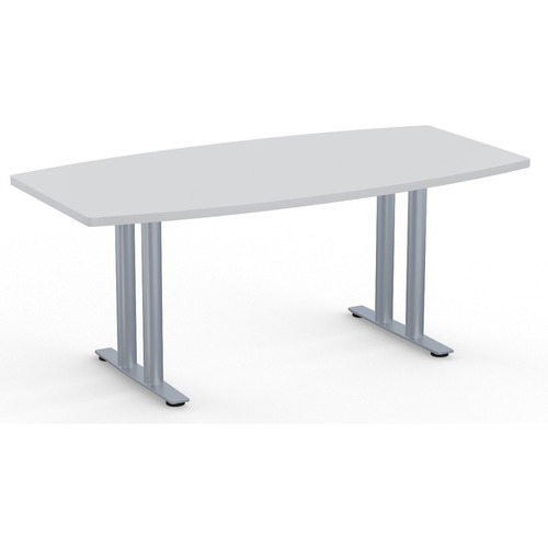Special-T Sienna 2TL Conference Table - Fashion Gray Boat, Laminated Top - Silver T-shaped, Powder Coated Base - 2 Legs x 72" Table Top Width x 36" Table Top Depth x 1.25" Table Top Thickness - Assembly Required - Particleboard Top Material - 1 Each