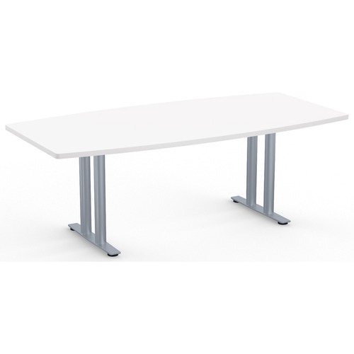 Special-T Sienna 2TL Conference Table - Designer White Boat, Laminated Top - Silver T-shaped, Powder Coated Base - 2 Legs x 84" Table Top Width x 42" Table Top Depth x 1.25" Table Top Thickness - Assembly Required - Particleboard Top Material - 1 Each