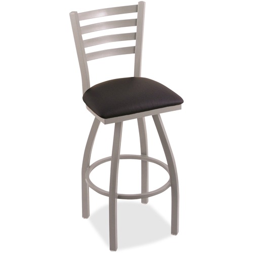 Holland Bar Stools 410 Jackie Swivel Stool - Black Hardwood, Vinyl Seat - Powder Coated, Nickel Steel Frame - Four-legged Base - 1 Each