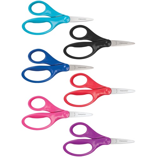 Fiskars Kid's Pointed Tip 5" Scissors - 5" (127 mm) Overall Length - Left/Right - Pointed Tip - Assorted - 1 Each