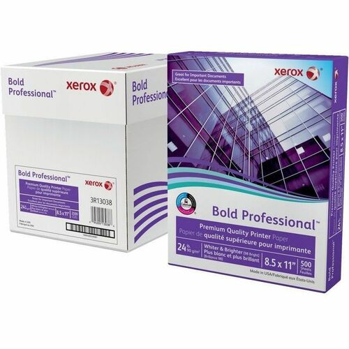 Xerox Bold Professional Printable Paper - 98 Brightness - 92% Opacity - Letter - 8 1/2" (215.90 mm) x 11" (279.40 mm) - 24 lb (10886.22 g) Basis Weight - 90 g/m² Grammage - Smooth - Printable, ColorLok Technology - White - 500 Sheets - 500 / Pack