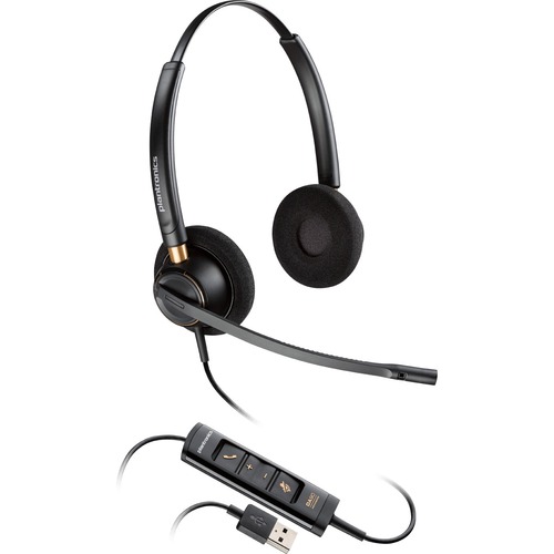 Plantronics Corded Headset with USB Connection - Stereo - USB - Wired - Over-the-head - Binaural - Supra-aural - Noise Canceling