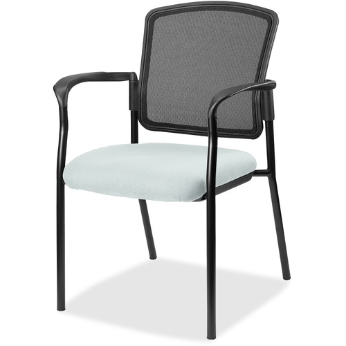 Lorell Mesh Back Stackable Guest Chair - Castillo Breezy Antimicrobial Vinyl Seat - Black Mesh Back - Black Powder Coated Steel Frame - Mid Back - Four-legged Base - Breezy - Fabric - Armrest - 1 Each