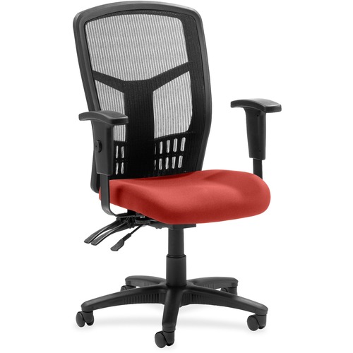 Lorell Executive High-back Mesh Chair - Canyon Red Rock Antimicrobial Vinyl Seat - Black Mesh Back - Black Steel, Plastic Frame - High Back - 5-star Base - Red Rock, Canyon - 1 Each