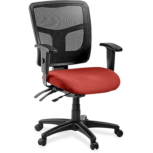 Lorell ErgoMesh Series Managerial Mesh Mid-Back Chair - Canyon Red Rock Antimicrobial Vinyl Seat - Black Mesh Back - Mid Back - 5-star Base - 1 Each