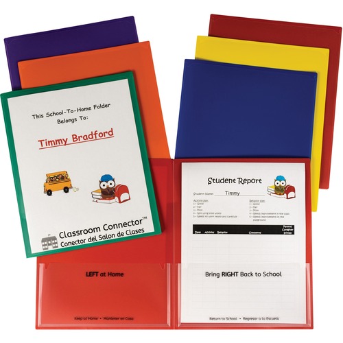 C-Line Classroom Connector Report Cover - 2 Front & Back Pocket(s) - Red, Orange, Yellow, Blue, Green, Purple - 36 / Box