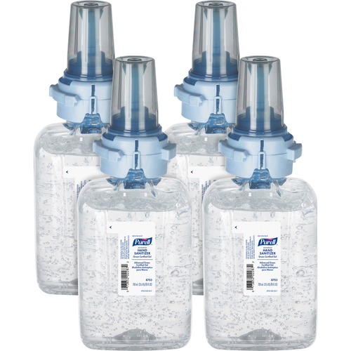 PURELL® Hand Sanitizer Gel Refill - Fragrance-free Scent - 23.7 fl oz (700 mL) - Push Pump Dispenser - Kill Germs - Hand - Moisturizing - Clear - Bio-based - 4 / Carton