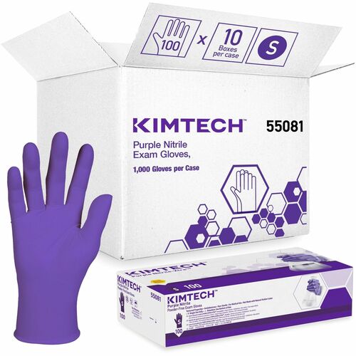 KIMTECH Purple Nitrile Exam Gloves - Small Size - For Right/Left Hand - Purple - Latex-free, Textured Fingertip, Non-sterile - For Laboratory Application, Chemotherapy - 100/Box - 1000 / Carton - 6 mil Thickness - 9.50" Glove Length