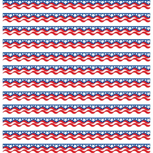 Teacher Created Resources Patriotic Scalloped Border Trim - Scalloped Border Shape - Self-adhesive - Acid-free, Durable - 0.10" Height x 420" Length - Assorted - 12 / Pack