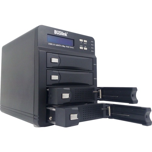 Buslink USB 3.0 eSATA 4-bay RAID Hard Drive - 4 x HDD Supported - 4 x HDD Installed - 40 TB Installed HDD Capacity0, 3, 5, 10, LARGE - 4 x Total Bays - 4 x 3.5" Bay - Desktop