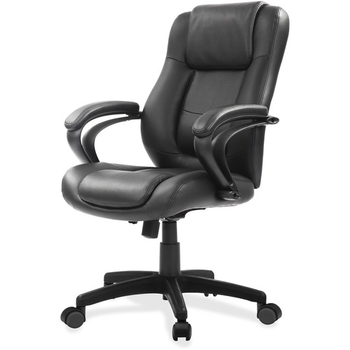 Eurotech Pembroke Mid Back Executive Chair - Black Bonded Leather Seat - Black Bonded Leather Back - Low Back - 5-star Base - 1 Each