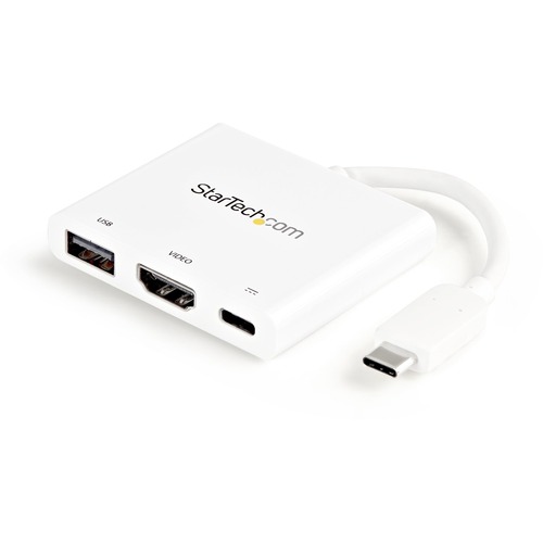 StarTech.com USB C Multiport Adapter with HDMI 4K & 1x USB 3.0 - PD - Mac & Windows - White USB Type C All in One Video Adapter - Expand the connectivity of your laptop or MacBook with this USB-C multiport adapter with HDMI - USB C HDMI Multiport Adapter 