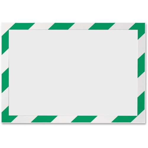 DURABLE® DURAFRAME® SECURITY Self-Adhesive Magnetic Letter Sign Holder - Holds Letter-Size 8-1/2" x 11" , Green/White, 2 Pack