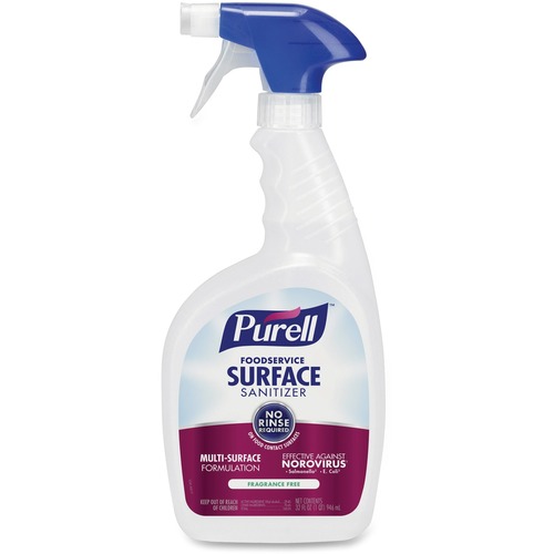PURELL® Foodservice Surface Sanitizer Spray - 32 fl oz (1 quart)Bottle - 1 Each - Disinfectant, Non-irritating, Fume-free, Fragrance-free - Clear
