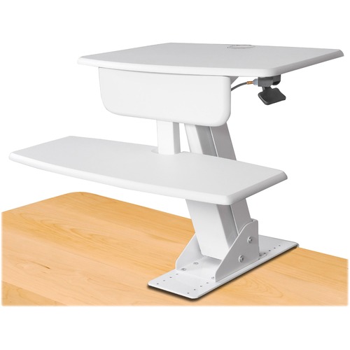 Kantek Desk Clamp On Sit To Stand Workstation White - 25 lb Load Capacity - 22" Height x 26.8" Width x 24.5" Depth - Desktop - White