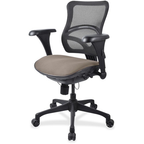 Lorell Mesh Mid-back Chair - Fabric Seat Material - Black Frame Color - Plastic Frame Material - Mid Back - 5-star Base - Brown - 1 Each