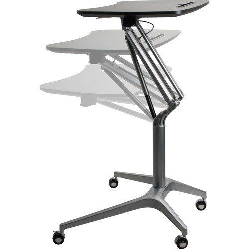 Lorell Gas Lift Height-Adjustable Mobile Desk - For - Table TopBlack Rectangle Top - Powder Coated Base - Adjustable Height - 28.70" to 40.90" Adjustment x 28.25" Table Top Width x 18.75" Table Top Depth - 41" Height - Assembly Required - 1 Each