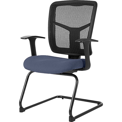 Lorell ErgoMesh Series Mesh Back Guest Chair with Arms - Dillon Ocean Antimicrobial Vinyl Seat - Black Mesh Back - Cantilever Base - Armrest - 1 Each