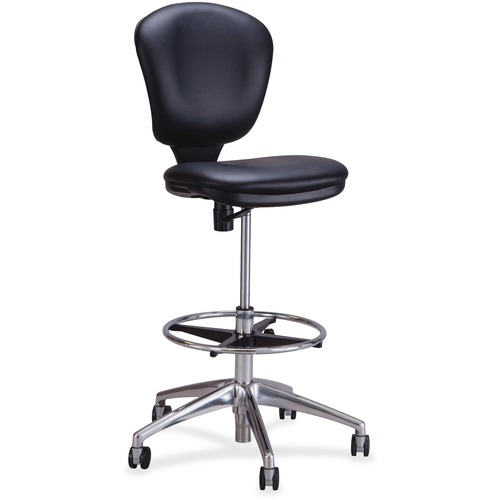 Safco Metro Extended Height Chair - Black Seat Color - Vinyl Seat Material - Black Back Color - Vinyl Back Material - 5-star Base - 1 Each