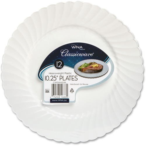 Classicware Table Ware - Disposable - 10.3" Diameter - White - Plastic Body - 144 / Carton