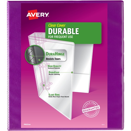 Avery® Durable View 3 Ring Binder - 1" Binder Capacity - Letter - 8 1/2" x 11" Sheet Size - 220 Sheet Capacity - 3 x Slant Ring Fastener(s) - 2 Pocket(s) - Polypropylene - Recycled - Pocket, Durable - 1 Each