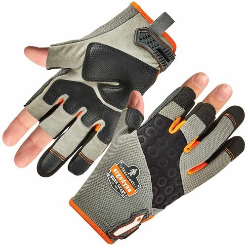 Ergodyne ProFlex 720 Heavy-duty Framing Gloves - 10" Glove Length - 9 Size Number - Large Size - Black, Gray - Heavy Duty, Padded Palm, Reinforced Palm Pad, Reinforced Fingertip, Reinforced Saddle, Pull-on Tab, Abrasion Resistant, Machine Washable, Comfor