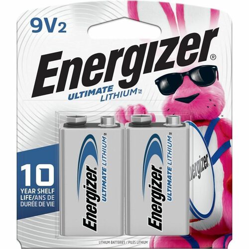 Energizer Ultimate Lithium 9V Batteries, 2 Pack - For Multipurpose - 9V - 9 V DC - Lithium (Li) - 2 / Pack