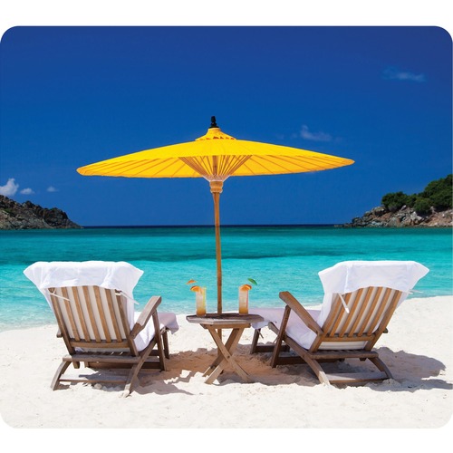 Fellowes Recycled Mouse Pad - Caribbean Beach - Caribbean Beach - 8" (203.20 mm) x 9" (228.60 mm) x 60 mil (1.52 mm) Dimension - Multicolor - Rubber - Slip Resistant, Scratch Resistant, Skid Proof - 1 Pack