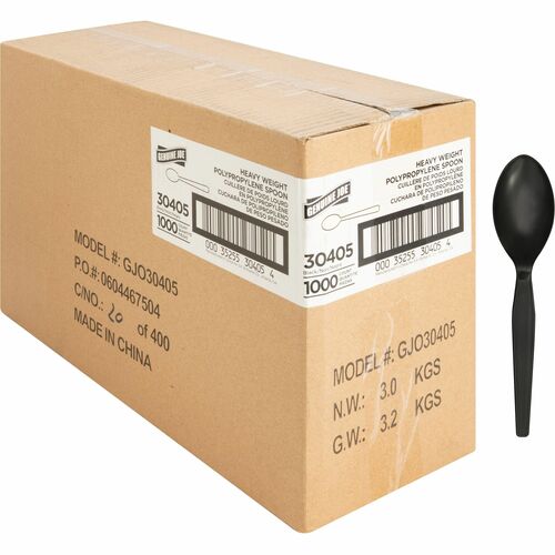 Genuine Joe Heavyweight Spoon - 1 Piece(s) - 1000/Carton - Spoon - 1 x Spoon - Disposable - Textured - Black