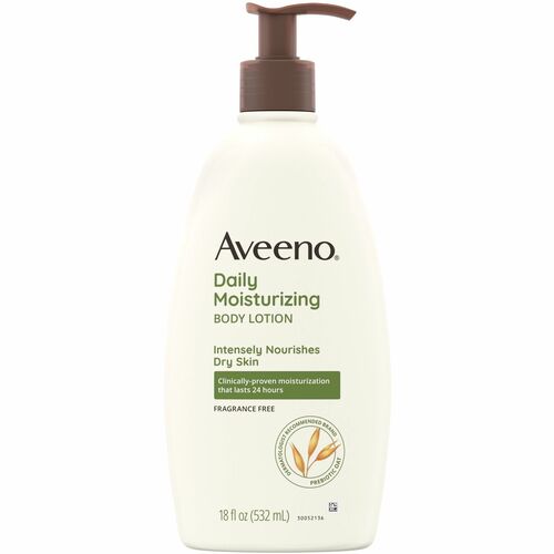 Aveeno® Daily Moisturizing Body Lotion - Lotion - 18 fl oz - For Dry Skin - Applicable on Body - Moisturising, Fragrance-free, Non-greasy, Non-comedogenic, Soothing Oat, Rich Emollients, Nourishes Dry Skin, Gentle - 1 Each
