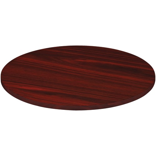 Lorell Chateau Series Round Conference Tabletop - 42" , 0.1" Edge - Reeded Edge - Finish: Mahogany Laminate