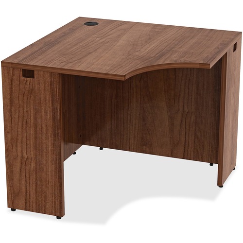 Lorell Essentials Series Corner Desk - 36" x 36"29.5" , 0.1" Edge - Material: Metal - Finish: Walnut, Laminate