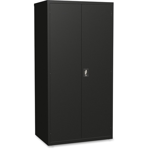 Lorell Fortress Series Storage Cabinet - 36" Width x 24" Depth x 72" Height - 5 x Shelf(ves) - Hinged Door(s) - Sturdy, Recessed Locking Handle, Removable Lock, Durable, Storage Space - Black - Powder Coated - Steel - Recycled