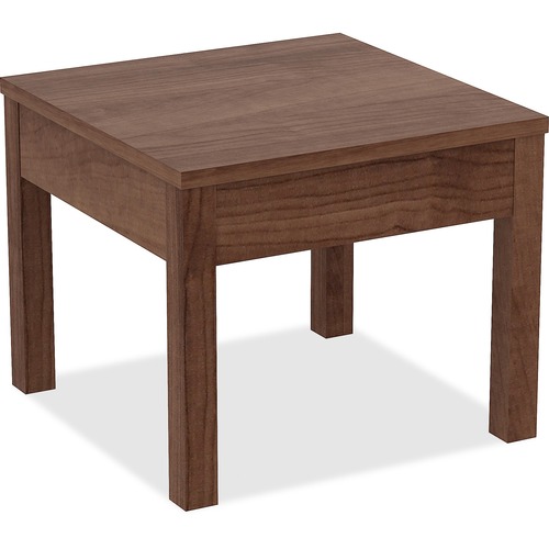 Lorell Corner Table - Square Top - Melamine Laminate Base x 24" Table Top Width x 24" Table Top Depth x 1" Table Top Thickness - 20" Height - Assembly Required - Walnut, Melamine