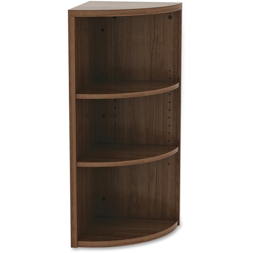 Lorell Essentials Series Hutch End Corner Bookcase - 36" Height x 14.8" Width37.8" Length%Floor - Walnut - Laminate, Polyvinyl Chloride (PVC) - 1 Each