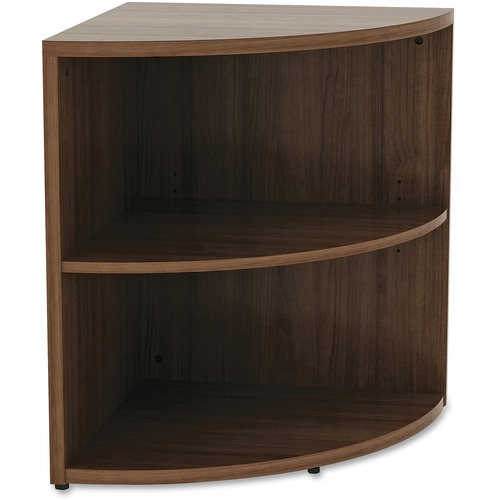 Lorell Essentials Series Desk End Corner Bookcase - 23.6" Height x 29.5" Width30.7" Length%Floor - Walnut - Laminate, Polyvinyl Chloride (PVC) - 1 Each