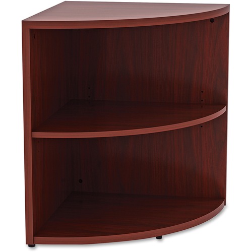 Lorell Essentials Series Desk End Corner Bookcase - 29.5" Height x 23.6" Width x 23.6" Depth - Floor - Mahogany - Laminate, Polyvinyl Chloride (PVC) - 1Each - Corner Shape