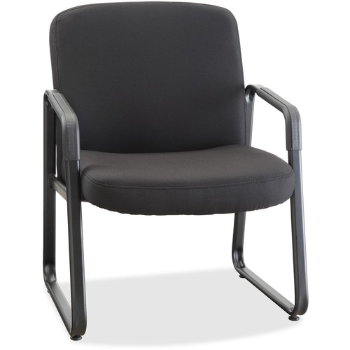 Lorell Big & Tall Upholstered Guest Chair - Black Plywood, Fabric Seat - Black Plywood, Fabric Back - Powder Coated Metal Frame - Sled Base - 1 Each