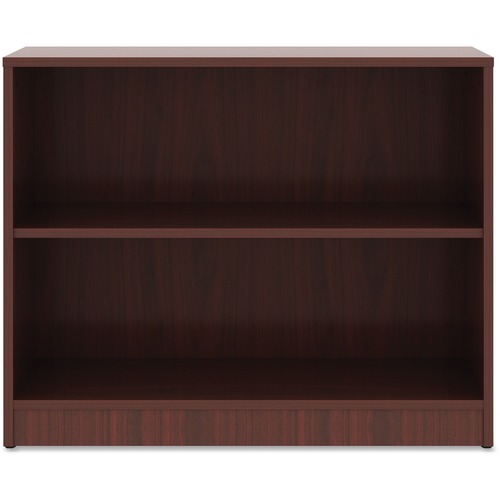 Lorell Laminate Bookcase - 2 Shelf(ves) - 29.5" Height x 36" Width x 12" Depth - Sturdy, Adjustable Feet, Adjustable Shelf - Thermofused Laminate (TFL) - Mahogany - Laminate - 1 Each